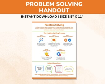 Problem Solving Coping Skills Handout-Therapy Resources For Kids Teens Adults-Emotional Regulation Poster Activity Worksheet-Counseling Tool