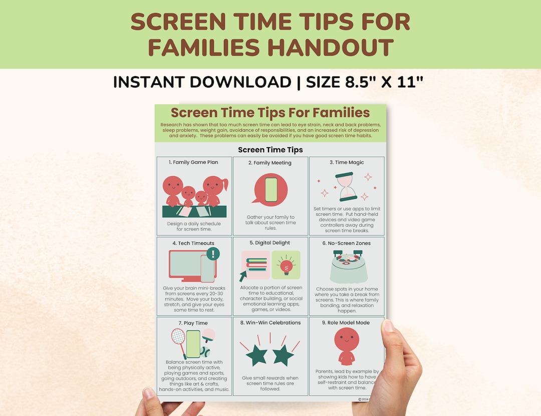 Screen Time Tips for Parents and Families Child Therapy PDF Handout ...
