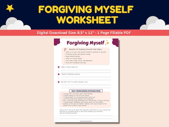 Forgiving Myself Self-forgiveness Self-esteem Worksheet Kids - Etsy Finland forgiving-myself-self-forgiveness-self-esteem-worksheet-kids-etsy-finland