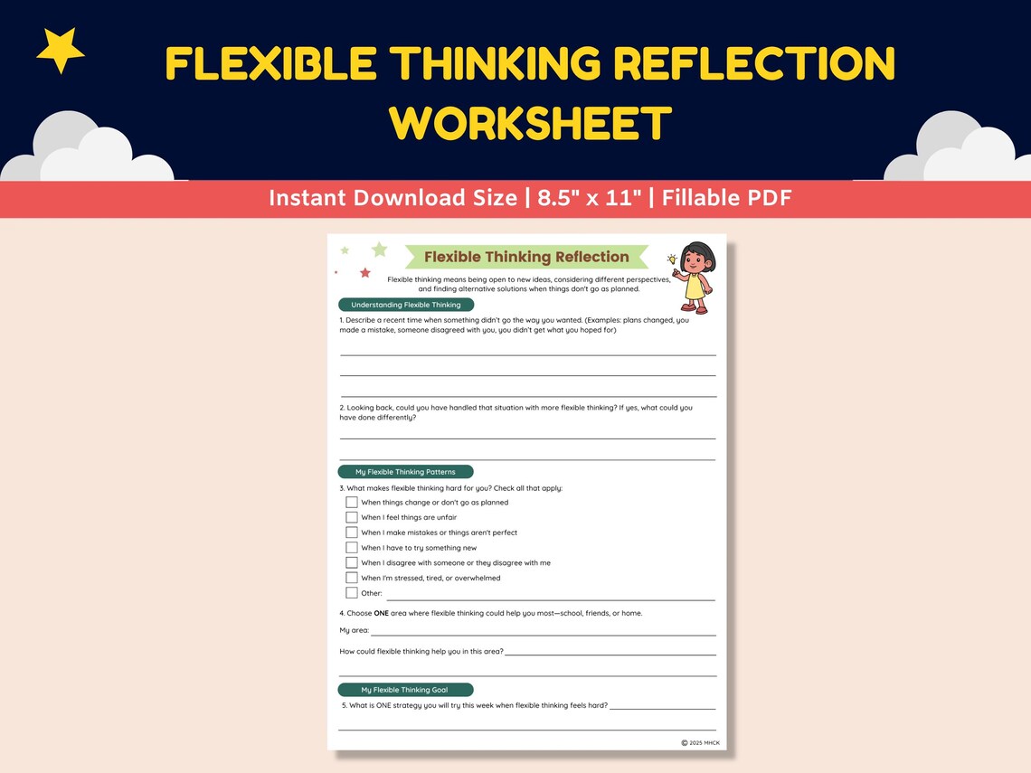 Flexible Thinking Worksheets for Kids-teens-therapy Counseling ...