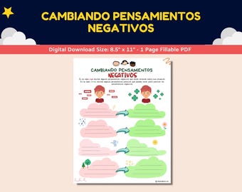 Hoja de trabajo sobre ansiedad para niños y adolescentes: Cambiando pensamientos negativos - Hoja de trabajo de TCC para cambiar pensamientos negativos