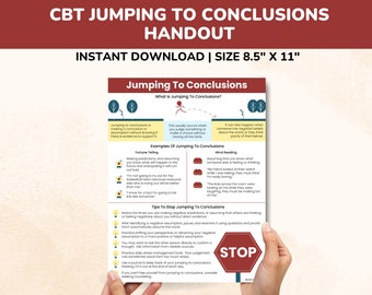 CBT Jumping To Conclusions Cognitive Distortion-Negative Thinking Pattern-Thinking Errors-Kids-Teens-Adults-Anxiety-Anger-CBT Therapy Poster