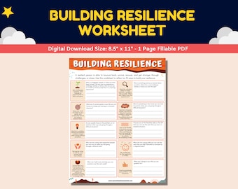 Resilience Worksheet Trauma Coping Skills-Stress Management-PTSD-Adversity Printable For Kids Teens Trauma Awareness Mental Health Therapy