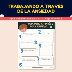 Spanish Anxiety Worksheet For Kids-Teens - Trabajando A Traves De La Ansiedad - Working Through Anxiety Worksheet