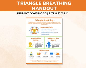 Triangle Breathing Technique-Coping Skills For Kids Teens-Deep Breathing Exercise Poster-Mindfulness Therapy Handout-Counseling Worksheets