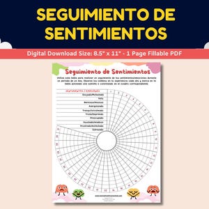 Scheda di lavoro sui sentimenti/emozioni in spagnolo per bambini e adolescenti - Seguimiento De Sentimientos - Scheda di lavoro mensile per il monitoraggio dei sentimenti
