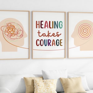 Healing Takes Courage Therapy Posters-Talking Helps Mental Health Poster-Therapy Office Decor-Psychologist Office Trauma PTSD DBT Depression
