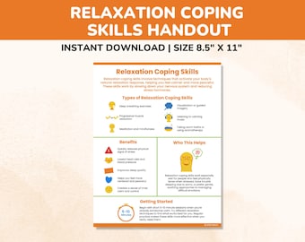 Relaxation Coping Skills Handout For Kids Teens Adults-Therapy Resources-Emotional Regulation Poster Activity-Anxiety Anger Trauma Worksheet
