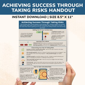 Risiken einzugehen Erfolgsgewohnheiten Motivationsposter, Erfolgsstrategie Tipps für Kinder Jugendliche, Therapie Arbeitsblatt, Schulberatung Posters PDF