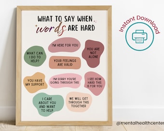 Póster de salud mental para terapia, decoración de oficina, impresión imprimible, asesoramiento escolar, prevención del suicidio, arte de pared, consejero escolar, bienestar mental