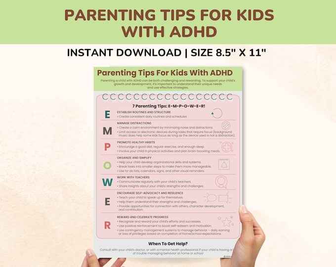 ADHD Coping Skills Printable Handout Poster for Teens - Executive ...