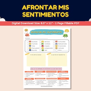 Scheda di lavoro sui sentimenti/emozioni in spagnolo per bambini e adolescenti - Afrontar Mis Sentimientos - Scheda di lavoro su come affrontare i miei sentimenti