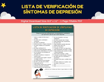 Arkusz ćwiczeń na temat depresji hiszpańskiej dla dzieci i nastolatków - Lista weryfikacji objawów depresji - Arkusz ćwiczeń z listą objawów depresji