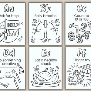 Coping Skills Alphabet Printable Coloring Pages Book Kids - Etsy