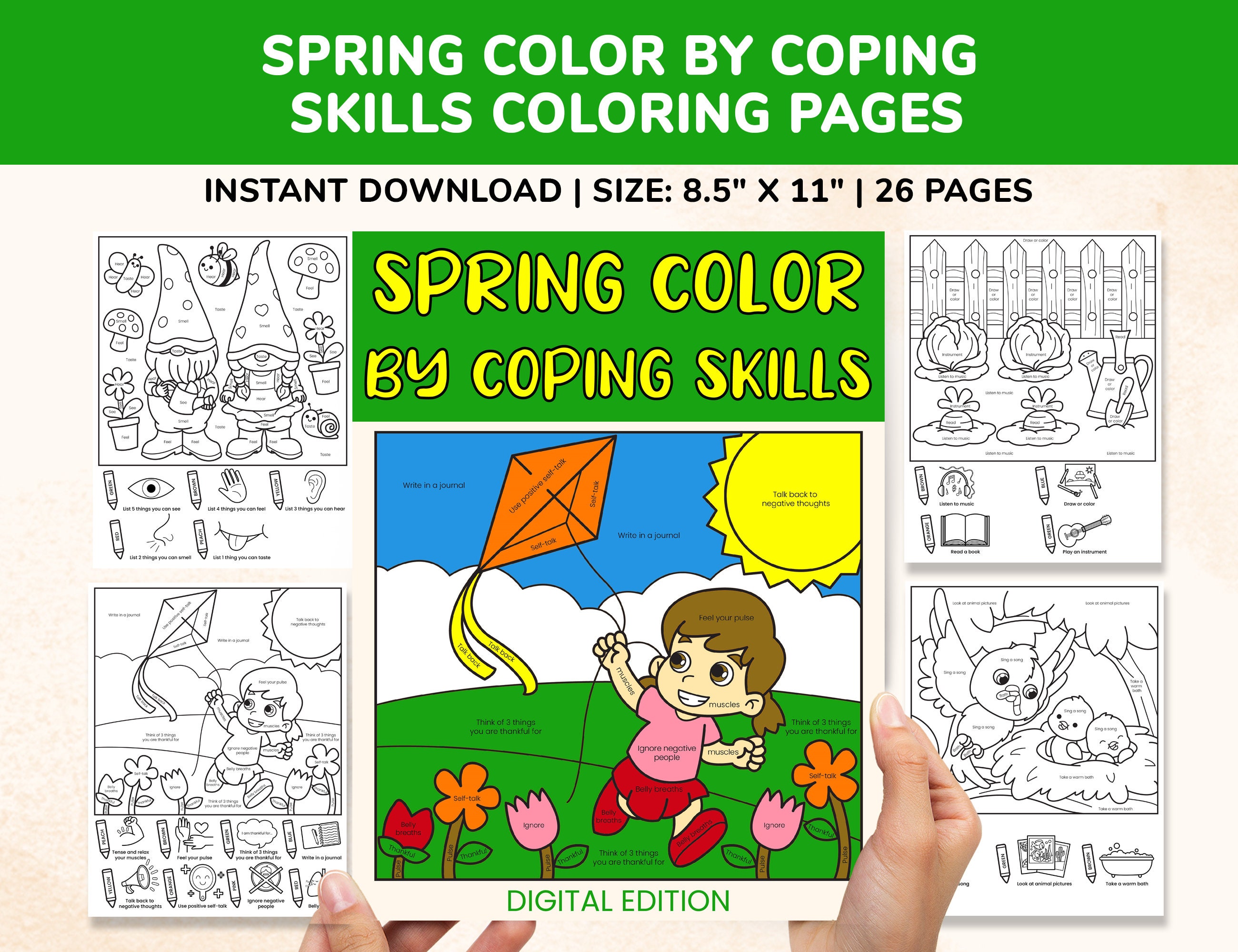 Spring Coloring Pages for Kids-color by Coping Skills Coloring Book ...