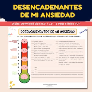 Spanish Anxiety Worksheet For Kids-Teens - Desencadenantes De Mi Ansiedad - My Anxiety Triggers Worksheet