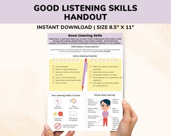 Active Listening Skills Kids Teens-Teacher Social Skills Communication Posters-Whole Body Listening School Counseling Worksheets Resources
