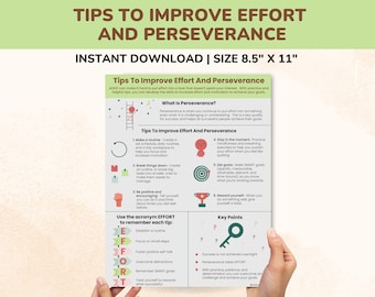 ADHD Effort And Perseverance Therapy Handout For Kids-Teens-Adults-Executive Functioning-Psychology-School Counseling Printable Poster