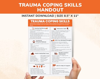 PTSD Coping Skills Printable Trauma Coping Skills Poster PTSD Trauma Awareness Mental Health Printable Sign Kids Teens Young Adults Therapy