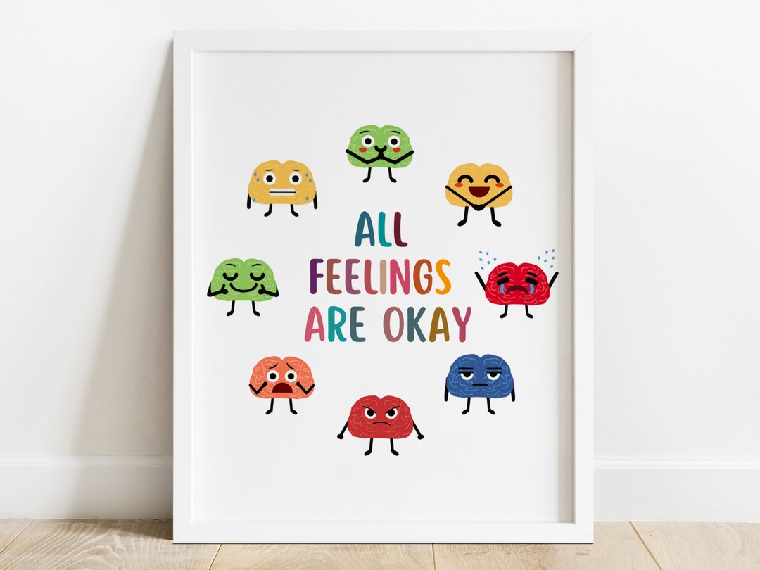 All Basic Feeling All Feelings Are Okay-feelings Chart Feelings Wheel for Kids-school ...