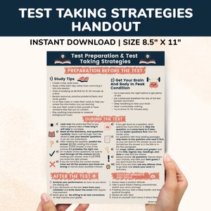 Test Preparation & Test Taking Strategies, Test Anxiety Coping Skills Stress Management Worry ADHD Kids Teens Teacher Worksheets Posters PDF