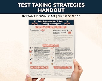 Test Preparation & Test Taking Strategies, Test Anxiety Coping Skills Stress Management Worry ADHD Kids Teens Teacher Worksheets Posters PDF