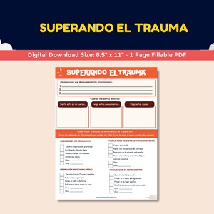 Spanish Trauma/ptsd Worksheet for Kids-teens - Superando El Trauma ...