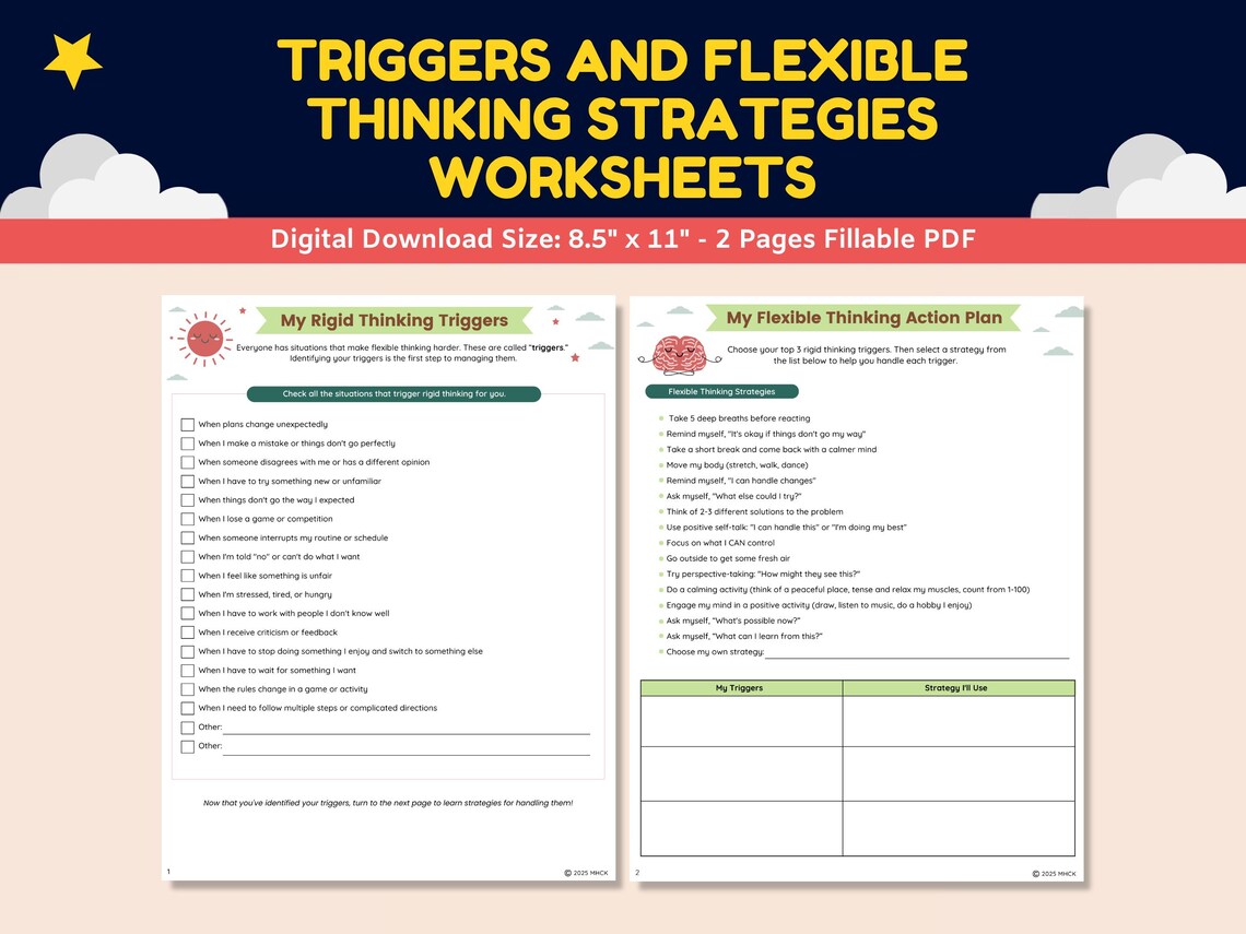 Flexible Thinking Worksheets for Kids-teens-therapy Counseling ...