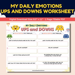 Feelings/Emotions Daily Check In Worksheet For Kids-School Counseling Activity-Social Emotional Learning-Child Therapy Therapist Counselor