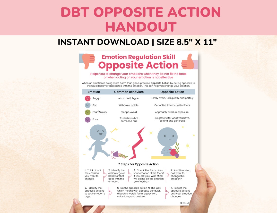 DBT Opposite Action Handout - Emotion Regulation Skills PDF - Etsy