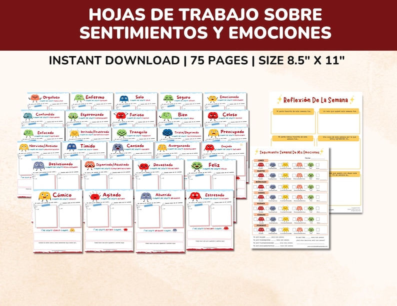 Spanish Feelings/emotions Worksheets 20 Page Bundle Kids-teens - Hojas ...