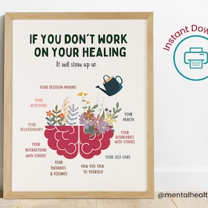 Therapy Office Poster-Counseling Office Decor-If You Don&#39;t Work On Your Healing-Printable Wall Art Gift-DBT Trauma Ptsd EMDR Anxiety CBT