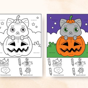 Halloween Color by Coping Skills Coloring Pages Book Printable for Kids ...