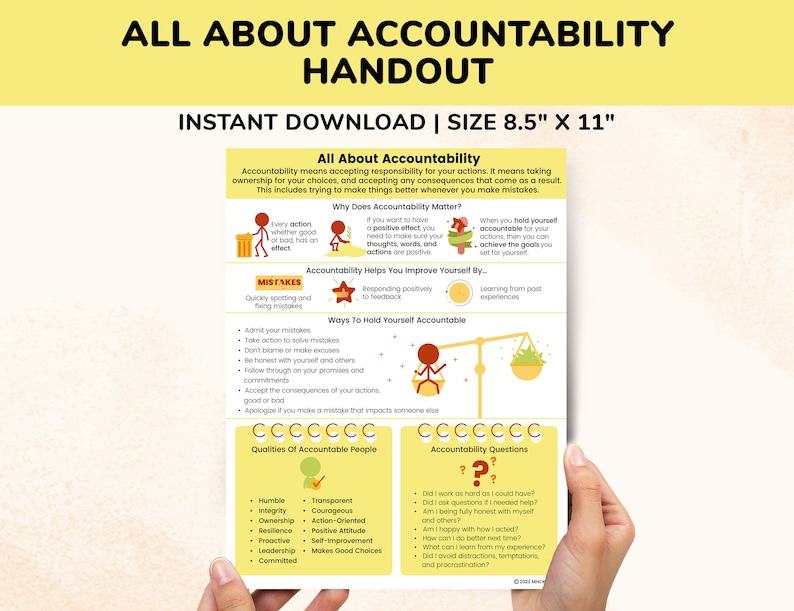 Accountability Character Education Poster Kids Teens-school Counseling ...