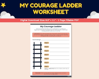 Expectation Ladder Worksheet.pdf Bravery Ladder for Kids – Printable & Fillable CBT Exposure Hierarchy ...