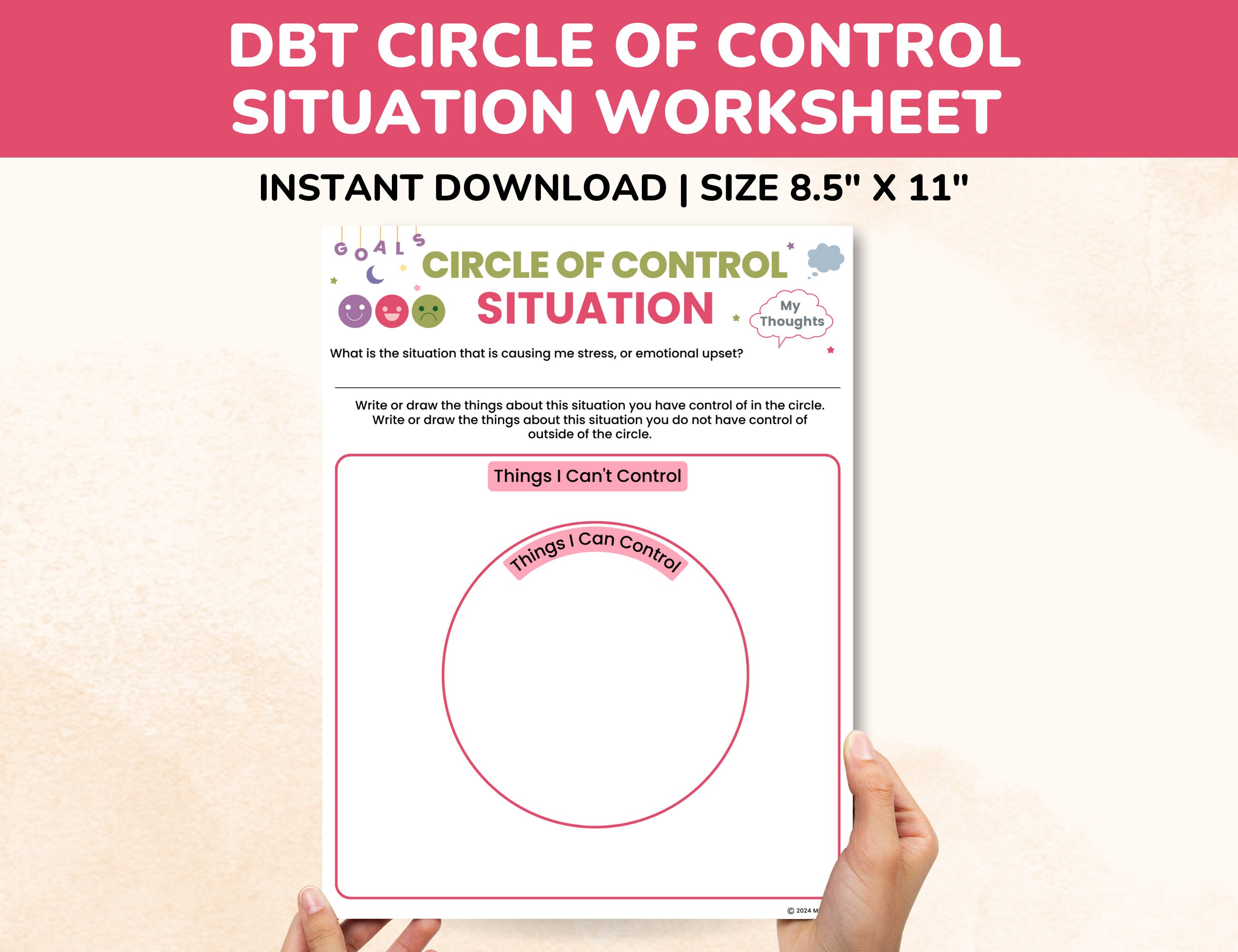 Circle of Control Worksheets 2-pages-therapy Worksheets-kids Teens ...
