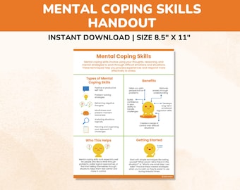 Mentale/Denkende Bewältigungsfähigkeiten Handout-Kognitive Bewältigungsbewältigung Kinder Teenager Erwachsene-Selbstregulierung Poster-Angst Depression Trauma Wut Arbeitsblatt
