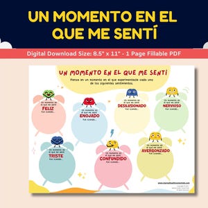 Scheda di lavoro sui sentimenti/emozioni in spagnolo per bambini e adolescenti - Un Momento En El Que Me Sentí - Scheda di lavoro su un momento che ho sentito