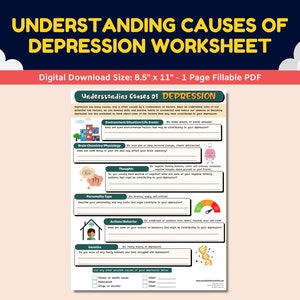 Mental Health Worksheet - Causes Of Depression - Child Therapy Kids Teens Children Printable Counseling Sadness Low Mood Therapist Counselor