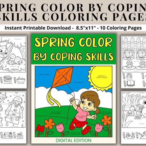 Color by Coping Skills Coloring Pages Book Printable for Kids - Etsy