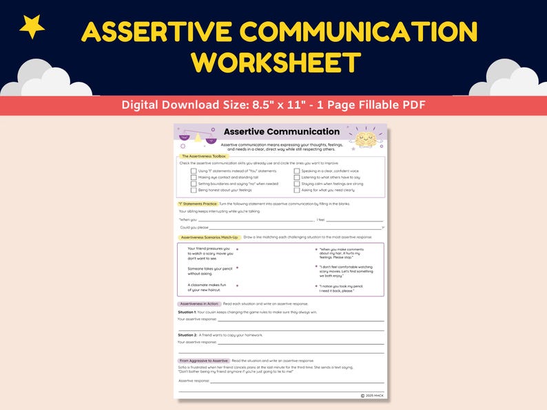 Assertive Communication Social Skills Worksheets for Kids-teens ...