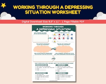 Depression Worksheet Working Through A Depressing Situation Mental Health Kids Children Teens-Printable Child Therapy Counseling Counselor