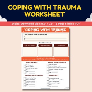 Trauma PTSD Coping Skills Fillable Worksheet Kids Children Printable