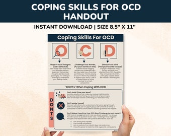 OCD Coping Skills Therapy Handout-Counseling Poster-Kids-Teens-OCD Coping Strategies-OCD Awareness-Obsessive Compulsive Disorder Worksheet