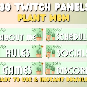 Aesthetic Green Plant Twitch Panels | Cute | Boho | Neutral | Plant Mom | Simple | Brown | Gradient