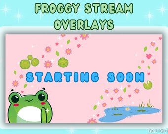 Animated Froggy Stream Screens: Kawaii Plant Mom Overlays (Digital Download)