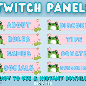 Twitch Panels | Froggy Pink and Blue Green Sparkle | Cute | Frog | Kawaii | Aesthetic | Pastel | Lilypad |