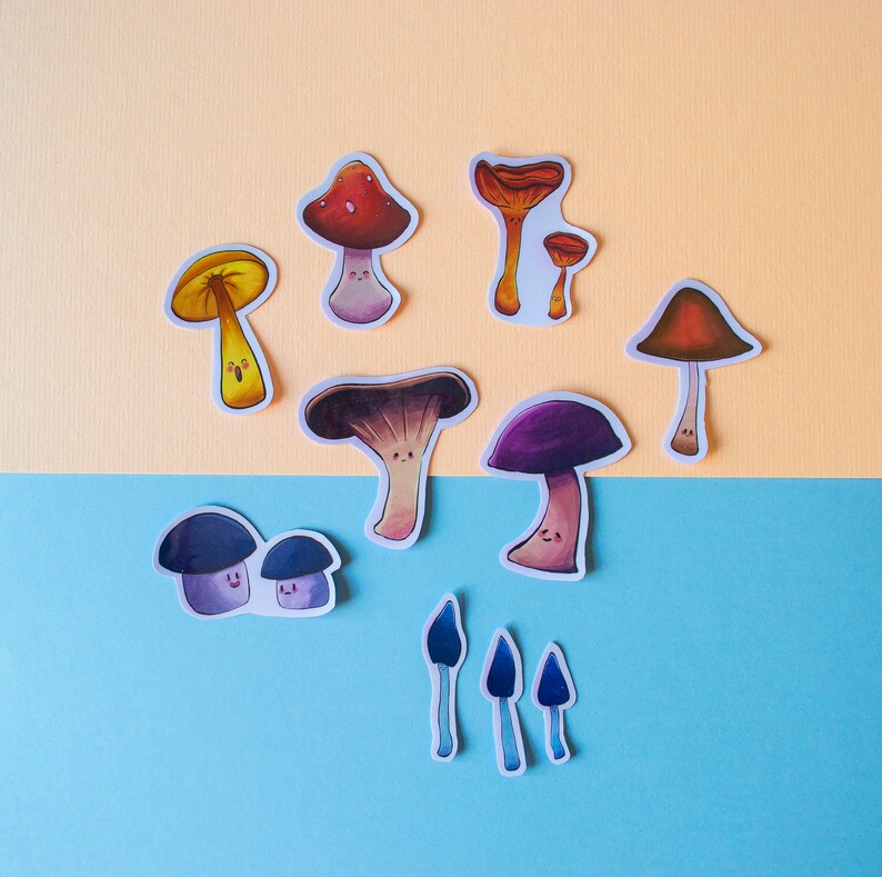 Cute Mushroom Sticker Pack, Cute Mushroom Waterproof Vinyl Sticker