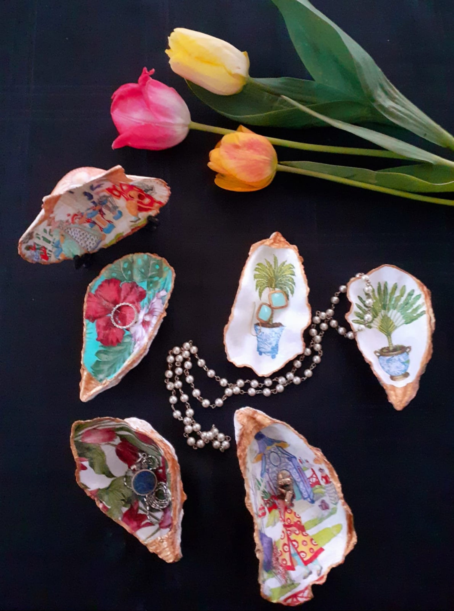 Handmade Decoupage Oyster Shell Etsy