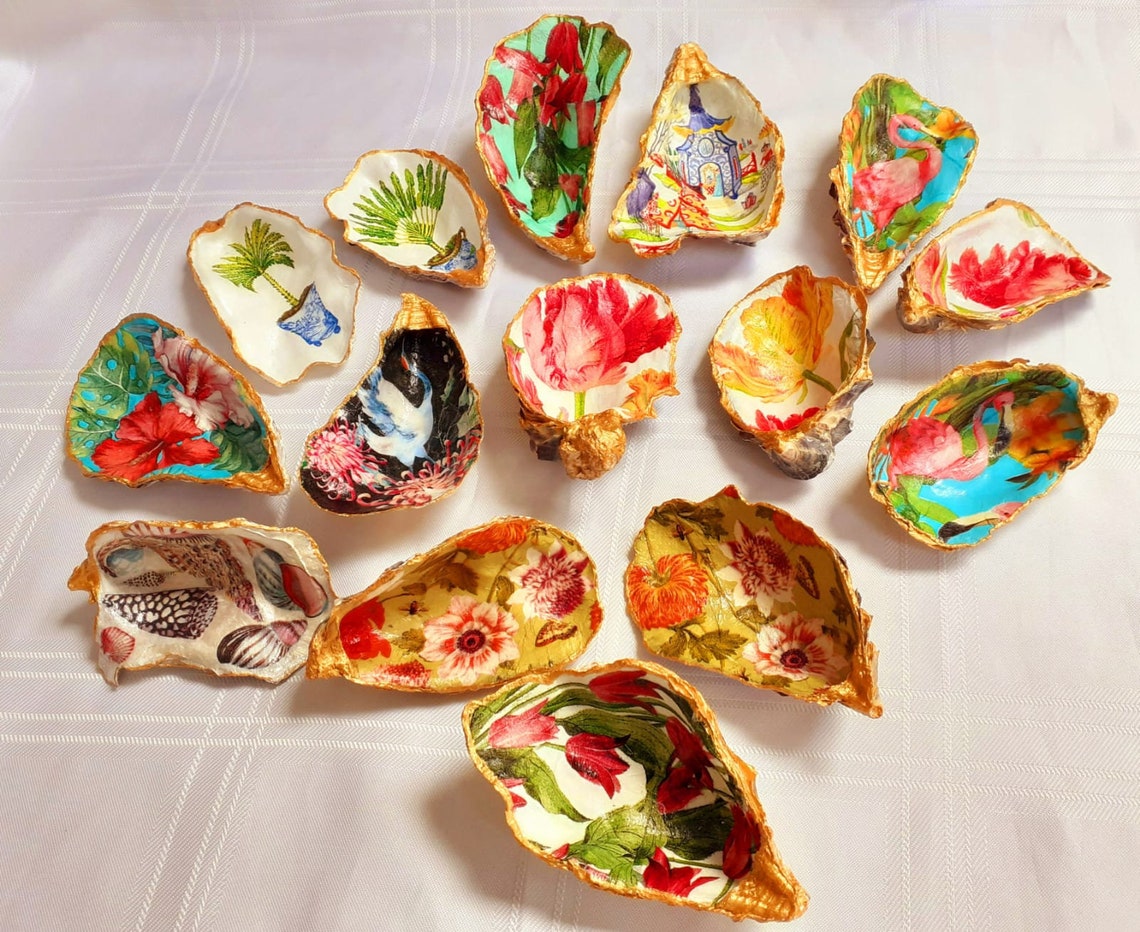 Handmade Decoupage Oyster Shell Etsy
